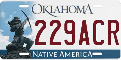 OK license plate 229ACR