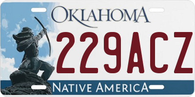 OK license plate 229ACZ