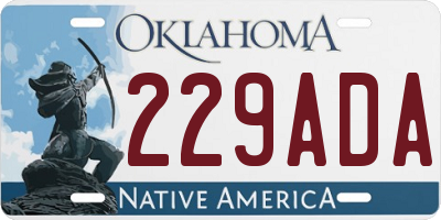 OK license plate 229ADA