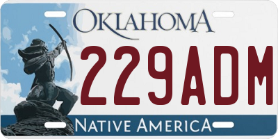 OK license plate 229ADM