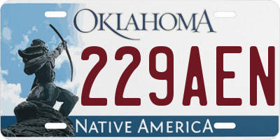 OK license plate 229AEN