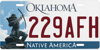 OK license plate 229AFH
