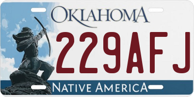 OK license plate 229AFJ