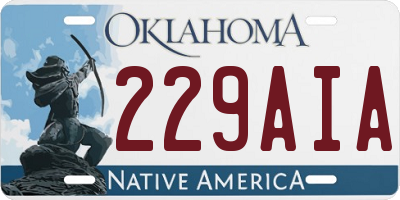 OK license plate 229AIA