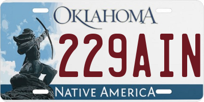 OK license plate 229AIN