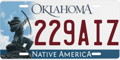 OK license plate 229AIZ