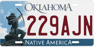 OK license plate 229AJN