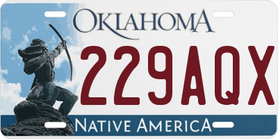 OK license plate 229AQX