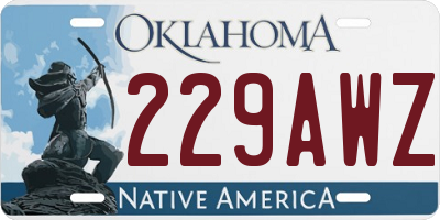 OK license plate 229AWZ