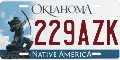 OK license plate 229AZK