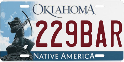 OK license plate 229BAR