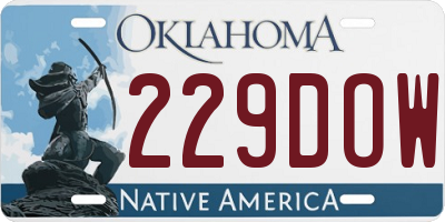 OK license plate 229DOW