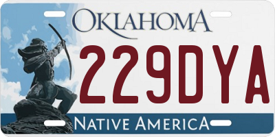 OK license plate 229DYA