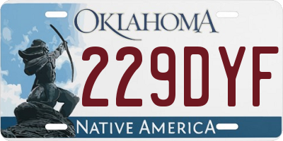OK license plate 229DYF