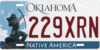 OK license plate 229XRN