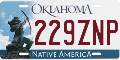 OK license plate 229ZNP