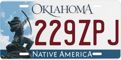 OK license plate 229ZPJ