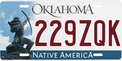 OK license plate 229ZQK