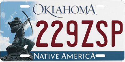 OK license plate 229ZSP
