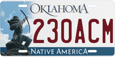 OK license plate 230ACM