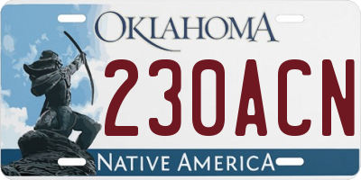 OK license plate 230ACN