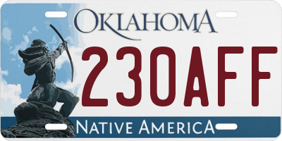 OK license plate 230AFF
