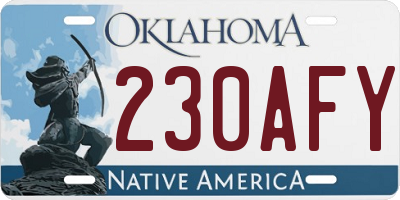 OK license plate 230AFY