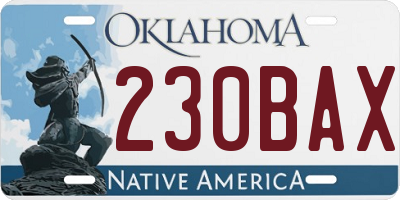 OK license plate 230BAX