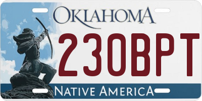 OK license plate 230BPT