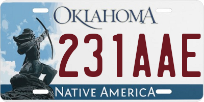 OK license plate 231AAE