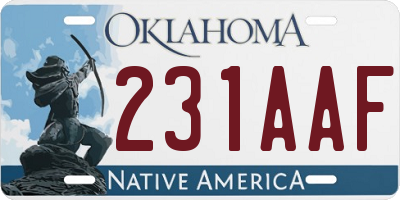 OK license plate 231AAF