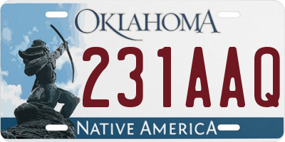 OK license plate 231AAQ