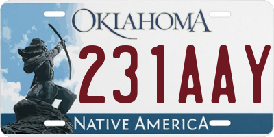 OK license plate 231AAY