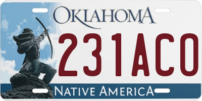 OK license plate 231ACO