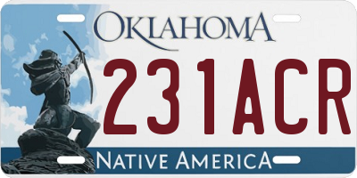 OK license plate 231ACR