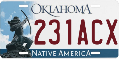 OK license plate 231ACX