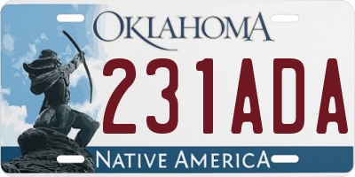 OK license plate 231ADA