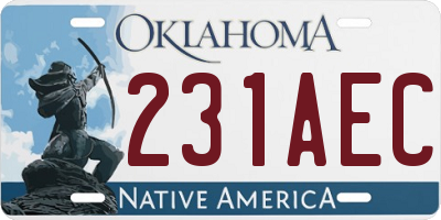 OK license plate 231AEC