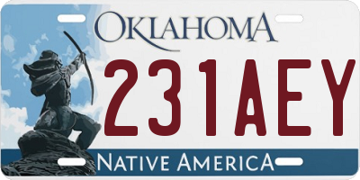 OK license plate 231AEY