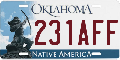 OK license plate 231AFF