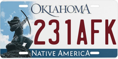 OK license plate 231AFK