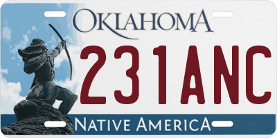 OK license plate 231ANC
