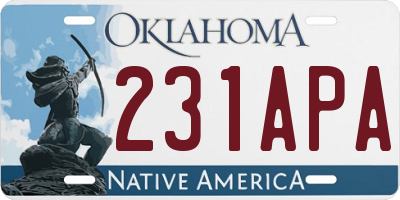 OK license plate 231APA