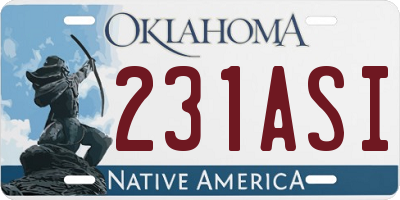 OK license plate 231ASI