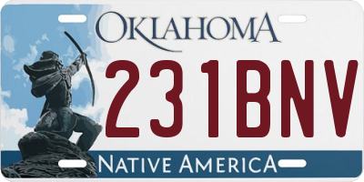 OK license plate 231BNV