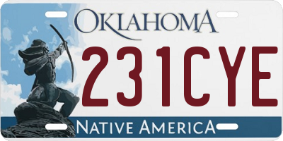 OK license plate 231CYE