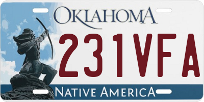 OK license plate 231VFA