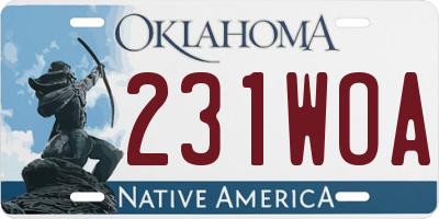 OK license plate 231WOA