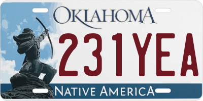 OK license plate 231YEA