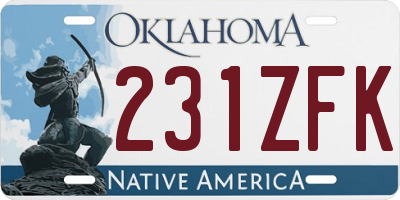 OK license plate 231ZFK